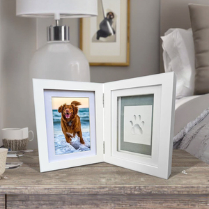 Paw Print Pet Keepsake Hinge Photo <strong>Frame</strong> and Clay UV Print Kit Extra-<strong>Large</strong> Air-Dry Imprint for <strong>DIY</strong> Tabletop Photos - Product Image 6