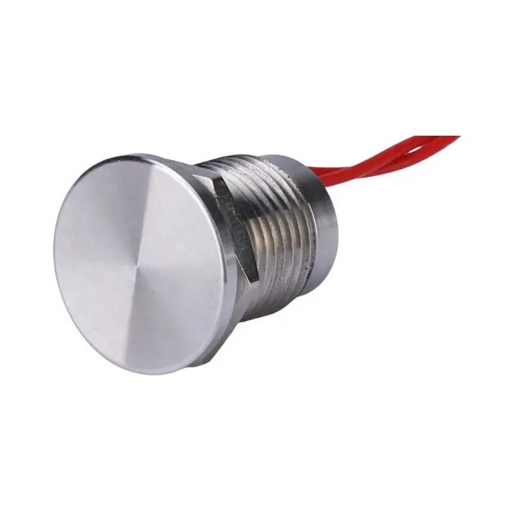 Micro interrupteur Piezo momentané 12mm en acier inoxydable, Micro bouton-poussoir étanche IP68, avec 2 fils, pour voiture, pièces