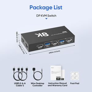 便携式双向USB3.0 DP1.4 8K 4K144Hz 4K60Hz显示端口KVM切换器DP KVM切换器
