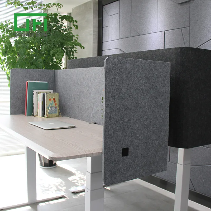 Ses geçirmez U şekli Polyester elyaf akustik Panel sosyal Distancing ofis masası akustik ekran bölücü