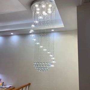 Modern avize dubleks yapı merdiven boşluğu lamba Villa çatı lambası basit ve yaratıcı İskandinav Spin uzun kristal avize cilası - Product Image 1