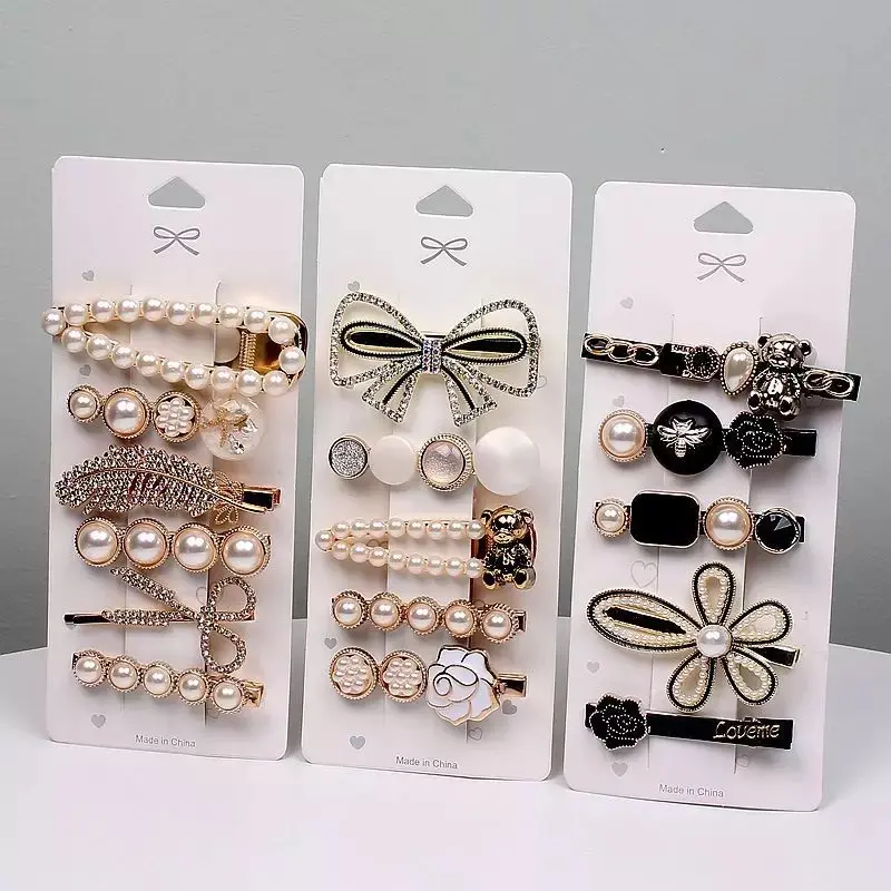 Ready to ShipIn StockFast Dispatch2023 5pcs bear Hairpin New Vintage Hair Clip Set Pearl Clip Duck Beak Clip Set Rose Love Me Hair Accessory Birthday for women