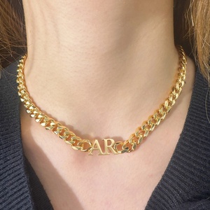 Cá Nhân Thép Không Gỉ 8Mm Cuba Chuỗi Vàng Mạ Tên Vòng Cổ Cho Phụ Nữ Và Nam Giới Tùy Chỉnh Đồ Trang Sức Cho Quà Tặng - Product Image 1