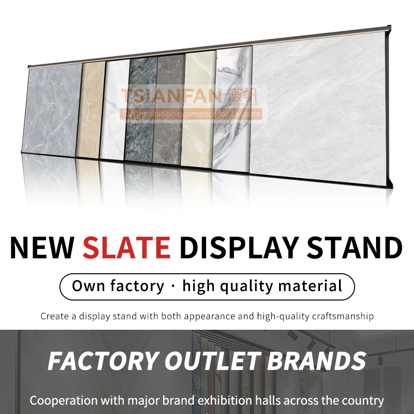 Factory Metal Big Slab Horizontal Push-Pull Marble Slab Shelf Sintered Stone Sample Sliding Tile Display Stand