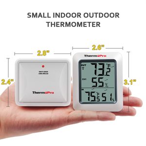 ThermoproTP60Sデジタル湿度計屋内屋外温度計湿度モニター、ワイヤレス温度湿度センサー付きホワイト