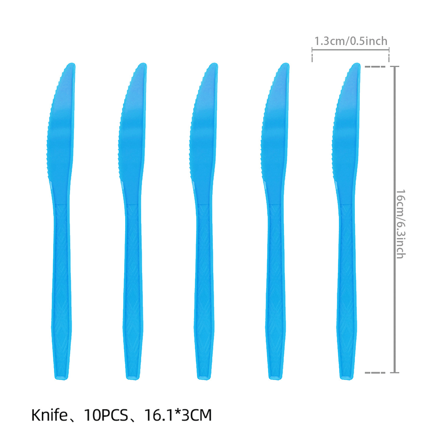 Bleu - 10 couteaux en plastique
