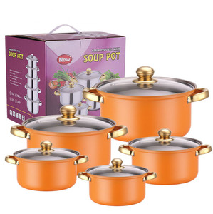Bán hàng nóng 10 cái thép không gỉ <span class=keywords><strong>Cookware</strong></span> Set không dính chậu Pan soong súp nồi đồ dùng nhà bếp nấu ăn nồi - Product Image 4