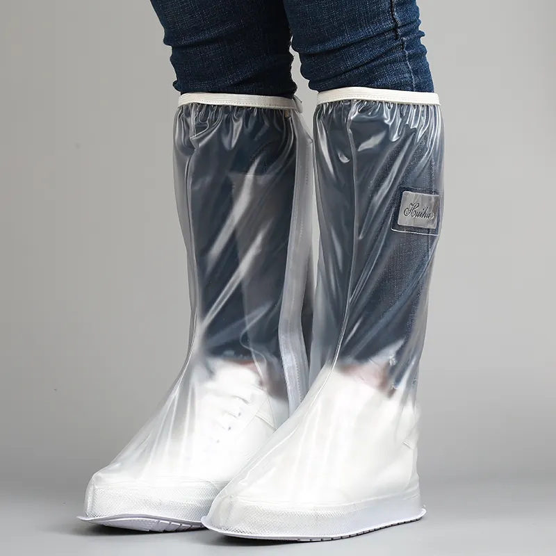 HUAMJ PVC واقية مخصصة غطاء أحذية للمطر عالية أعلى المطر واقية أحذية مضادة للماء حذاء ذو رقبة (بوت) للمطر غطاء أحذية