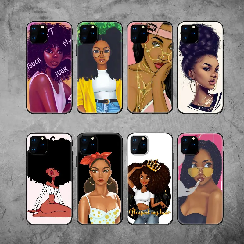 Poppin Melanin nera ragazza Aba moda morbida paraurti custodia del telefono per iPhone 15 14 Pro