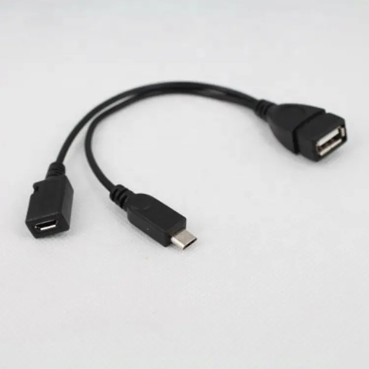 Adaptador usb 2 em 1, adaptador usb fêmea para micro usb macho e micro fêmea cabo otg para câmera de armazenamento