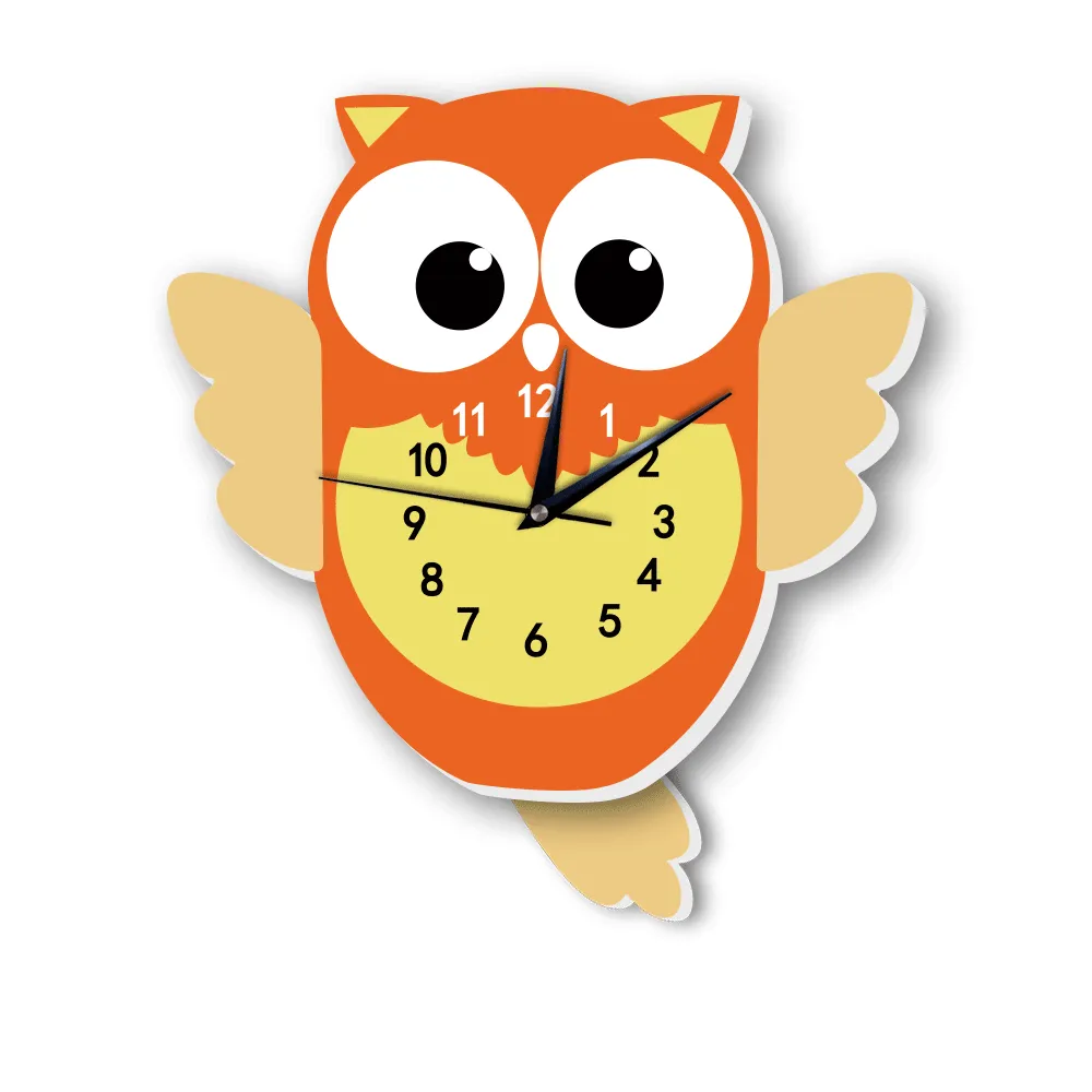 Cute Owl Wall Clock for Kids Room Animals Pendule Mute Movement reloj de pared con pendulo Clocks with Pendulum Home Decor Fun