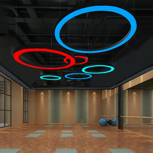 Modern tavan Led yuvarlak asılı lamba RGB aydınlatma armatürü karartma lineer daire avizeler halka kolye işık için spor salonu yapı - Product Image 2