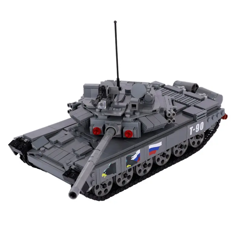 Figuras de tanque de batalla principal WW2 Minil Russia T90, pistas de vehículos, juego de bloques de construcción DIY, juego de inteligencia para niños, juguete