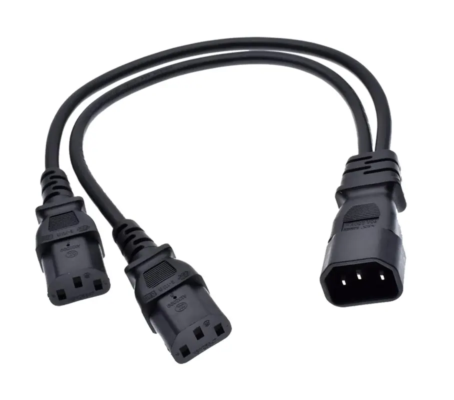 UL 3Pin ekstensi kabel konverter konektor adaptor daya pemisah daya IEC 320 C14 hingga 2xC13 Y