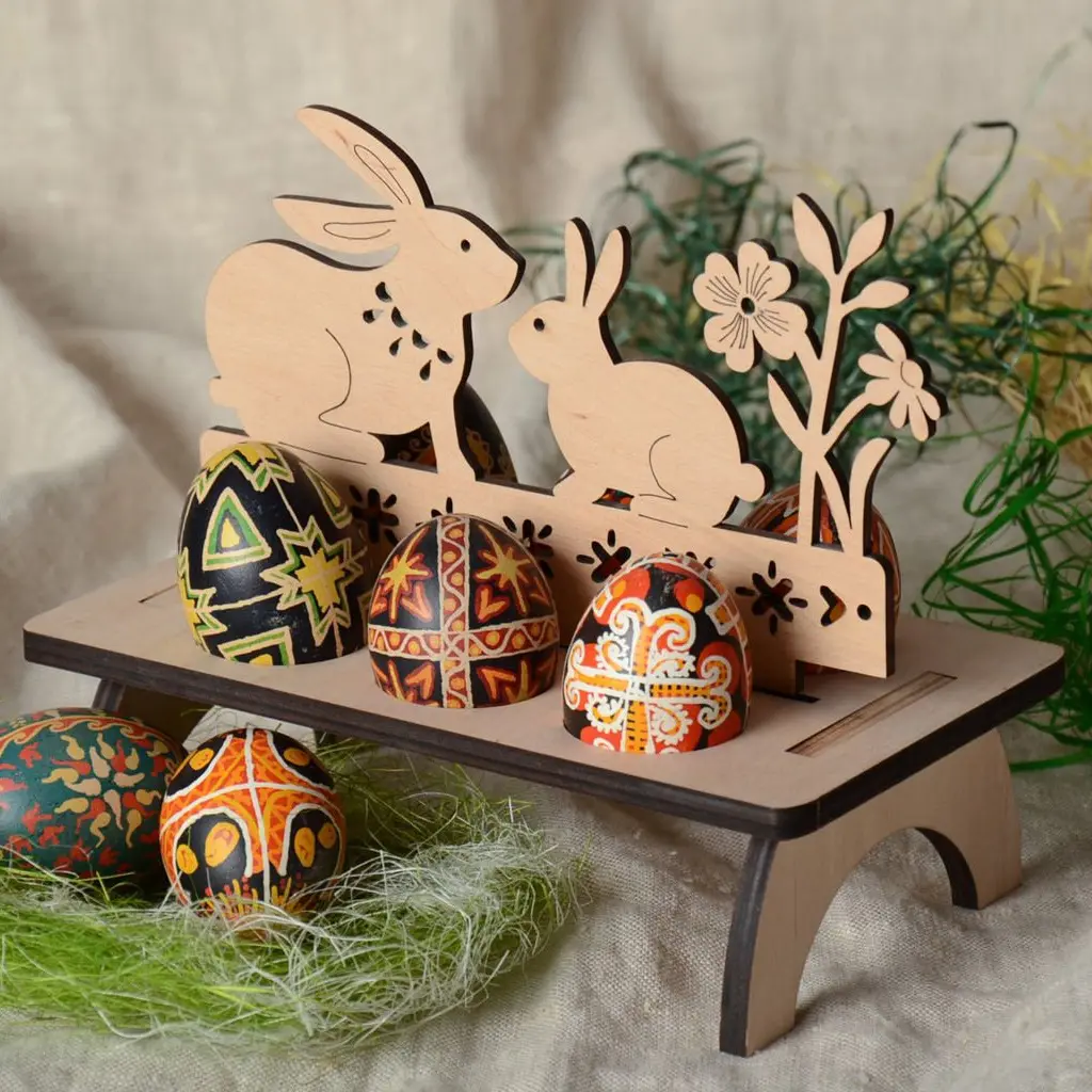 Mestieri creativi del supporto del supporto dell'uovo di pasqua del coniglio del coniglietto da tavolo creativo di DIY