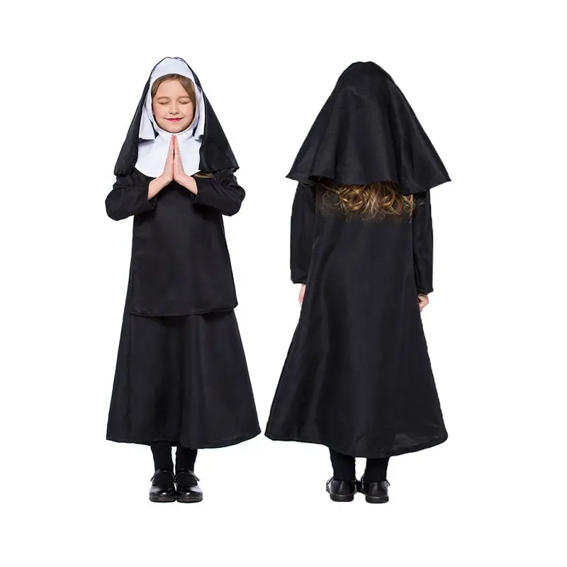 Los niños monja traje de monje vestido de Cosplay disfraces de Halloween chica elegante vestido de traje de monjas Cosplay Kawaii traje de traje