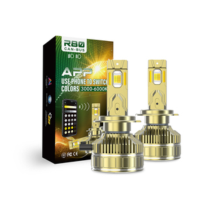 LEDヘッドライトアプリコントロールミックス3色R80ハイパワーBluetooth Led H4 H7 H11 9005 9006車用修正LEDヘッドライト電球 - Product Image 1