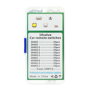 250 pezzi 10 tipi di pulsante tattile Touch Switch chiavi telecomando Kit di pulsanti microinterruttore - Product Image 1