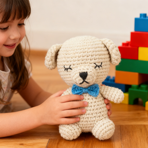 Handmade Crochet Urso Dolls Set Infantil-Friendly Malha Ursos De Pelúcia Material Algodão Seguro Artesanal Bebê Stuffed Toys 2 Tamanhos - Product Image 2