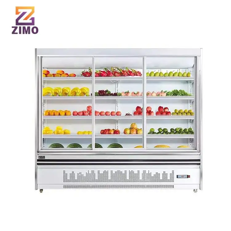 Supermarket Open Display Fridge Commercial Refrigerator Showcase For Drink Fruit Vegetable