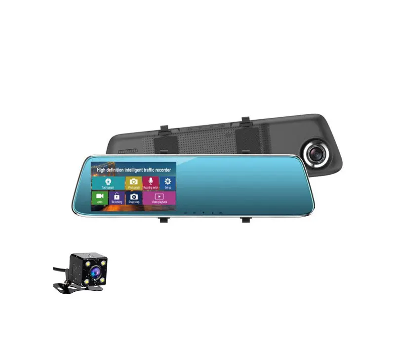 Dual Cameras Rearview Mirror Dashcam 1080 1080p Manual車カメラHD DVRと4.5インチTouch Screen