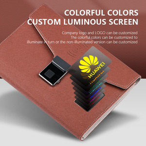Luz LED personalizada Logo Business Notebook Powerbank Digital Huella digital Bloqueo Diario Bloc de notas U Disco Sign Pen Regalo Premium - Product Image 4