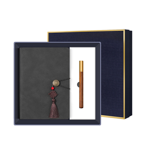Doğrudan fabrika ahşap kalem ve a5 dizüstü Retro tasarım ile çin düğüm kurumsal hediye seti hediye kutusu ve çanta ambalaj - Product Image 3