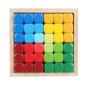 Brinquedo educativo HOYE Crafts cor arco-íris cérebro brinquedo cúbico <span class=keywords><strong>3d</strong></span> tangram quebra-cabeça blocos de cubo de madeira
