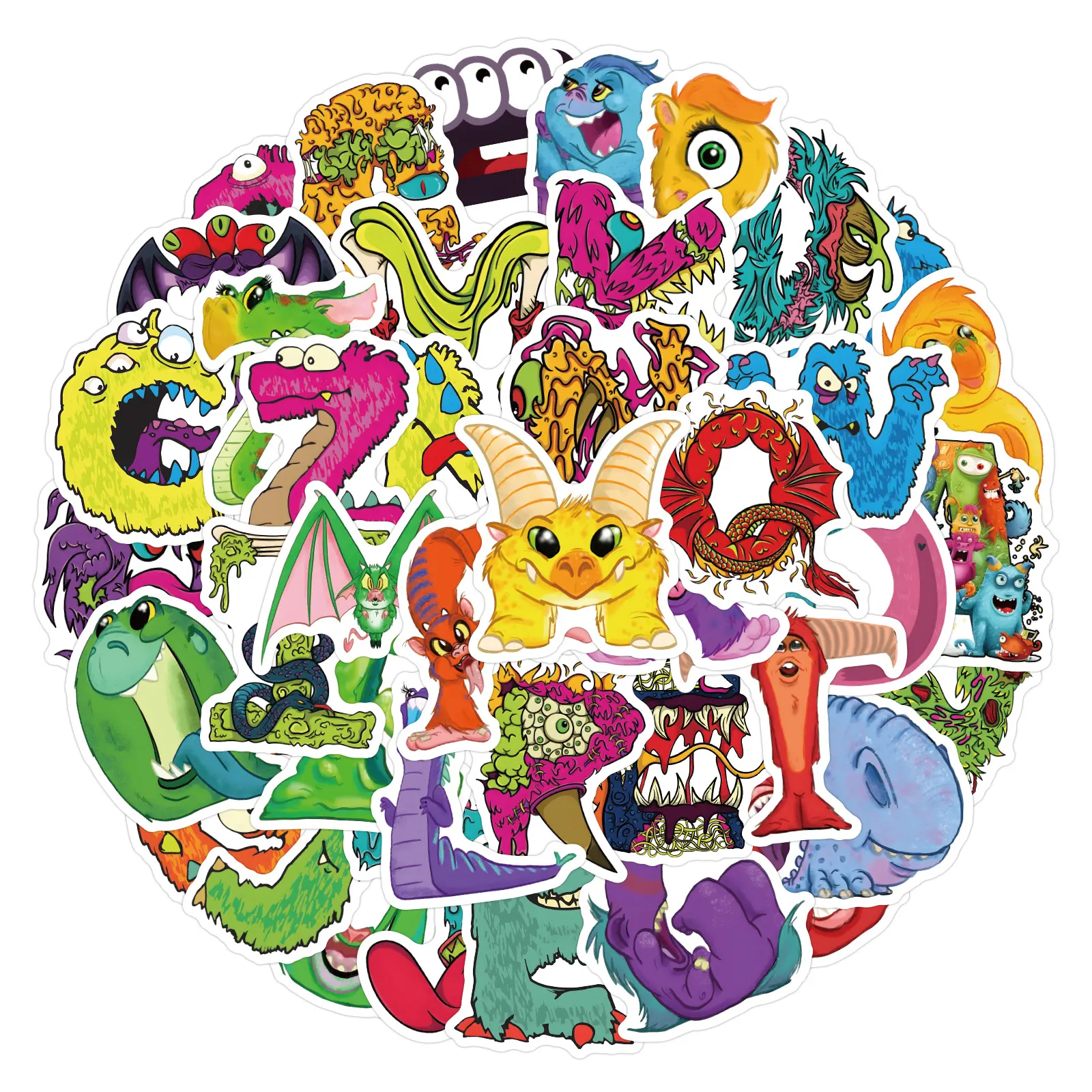 60PCS pegatinas de letras de monstruo de dibujos animados lindos coloridos divertidos