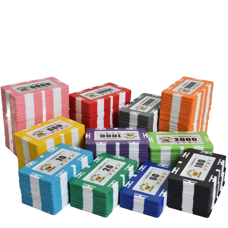 Custom Logo Rectangle 35g Poker Chips Solid Colored Rectangular Ceramic Clay Blank Casino Chips Set