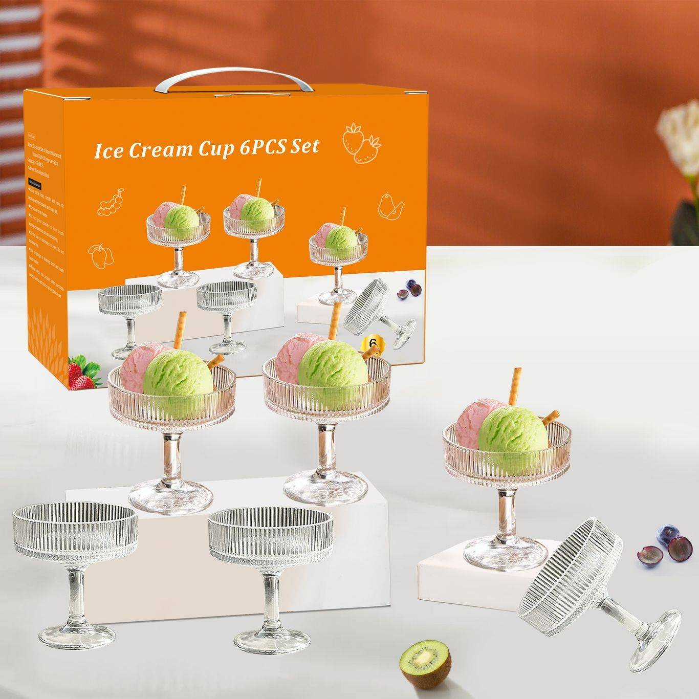 Ensemble de six pièces à barre verticale transparente