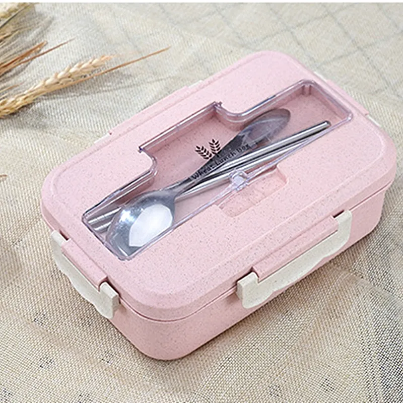 Paglia di grano di Stoviglie lunch box Contenitore di Alimento Dei Capretti Dei Bambini di Scuola Ufficio Bento Box Portatile