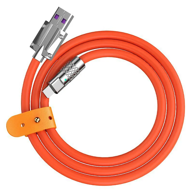 Cable de carga súper rápido caliente para iPhone Android Metal Aleación de Zinc silicona líquida USB tipo C cargador Cable USB de datos