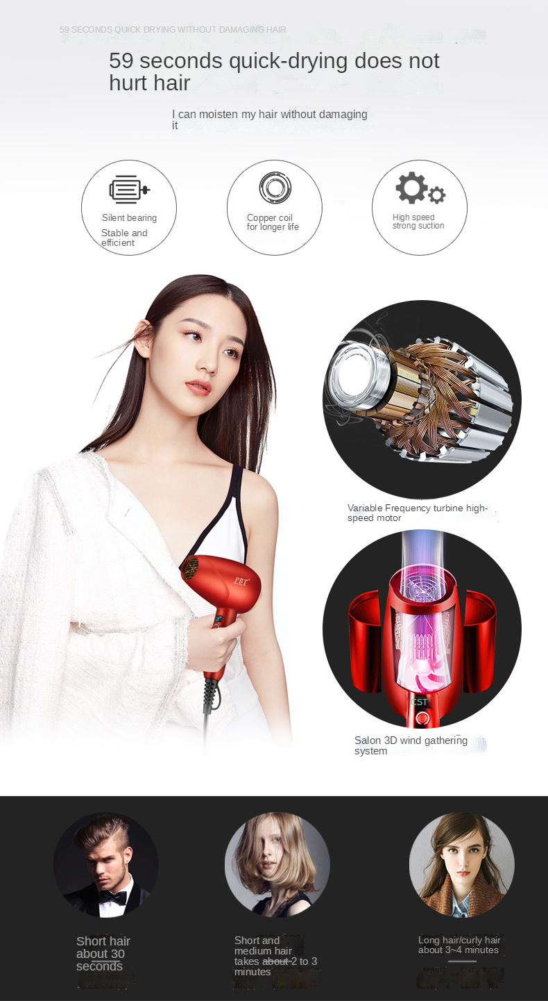 Fashion and popular style 2021 latest salon Negative Ion hair dryer household hair dryer for home travel hotel