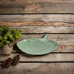 Cheap Embossed Fish Shape <strong>Ceramic</strong> Plate Food Safe Tableware Dish for Wedding Party Dinner Dessert Tray Home - Product Image 1