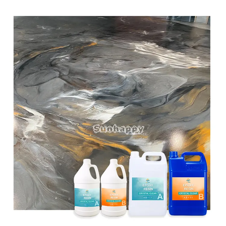 Échantillon gratuit Revêtement de sol époxy 3D métallique Pigment de couleur Résine époxy liquide et durcisseur Kit de sol en résine époxy métallique