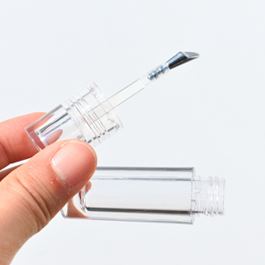 PETG 2.5ml Mini clear Round Lip Gloss <strong>Tubes</strong> and Natural Color Brush Rod and Metal Brush <strong>Sharp</strong> Bottle Bottom