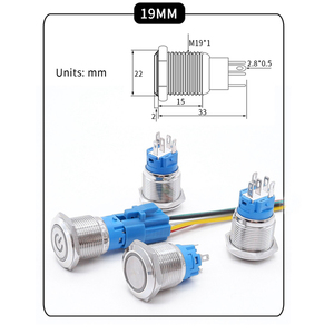 12/16/19mm impermeabile IP65 12 Volt Halo illuminato blocco alimentazione illuminato ON/OFF con doppio Led personalizzato 24vdc interruttore a pulsante - Product Image 2