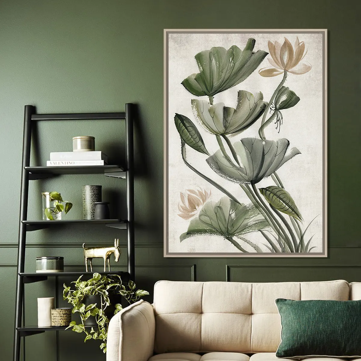 Sıcak satış yaratıcı çiçek tuval sanat özel Mdf veya ahşap yeşil bitki dekoratif asılı ağrı Modern baskı dekorasyon için tuval