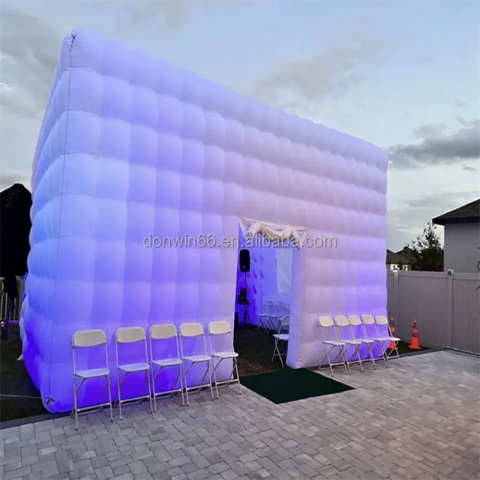Cubo de aire personalizado, tienda de música para discoteca, tienda inflable para discoteca, cabina de fotos de boda con luz LED de colores