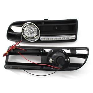 Fit for Auto GRILLE FOG Light for <strong>VW</strong> JETTA BORA MK4 1999-2004 + Bulb <strong>LED</strong> DRL (white) Durable 1J5853665B 1J5853666B - Product Image 4
