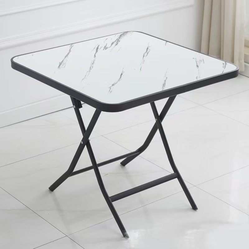Square table with white marble pattern