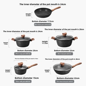 Hiện đại đá cẩm thạch không dính <span class=keywords><strong>Cookware</strong></span> Set chảo chảo & súp nồi kim loại cảm ứng tương thích cho hộ gia đình sử dụng & sữa chuẩn bị - Product Image 2