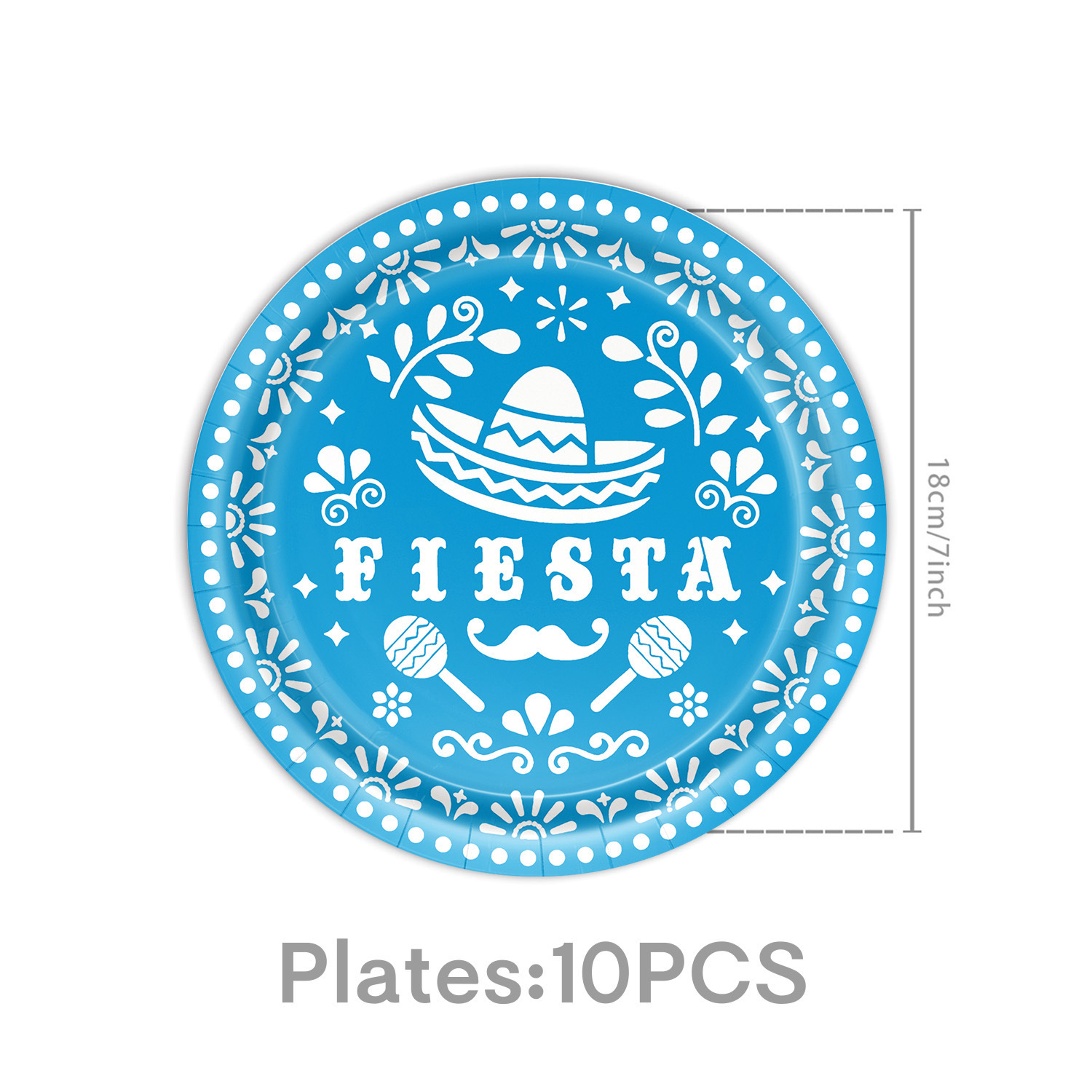 Assiettes en carton bleues-10 pièces de 7 pouces