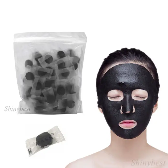 500 pièces/sac 100% feuille de masque compressé en bambou noir Vicose écologique bricolage visage charbon de bambou compressé masque facial spa