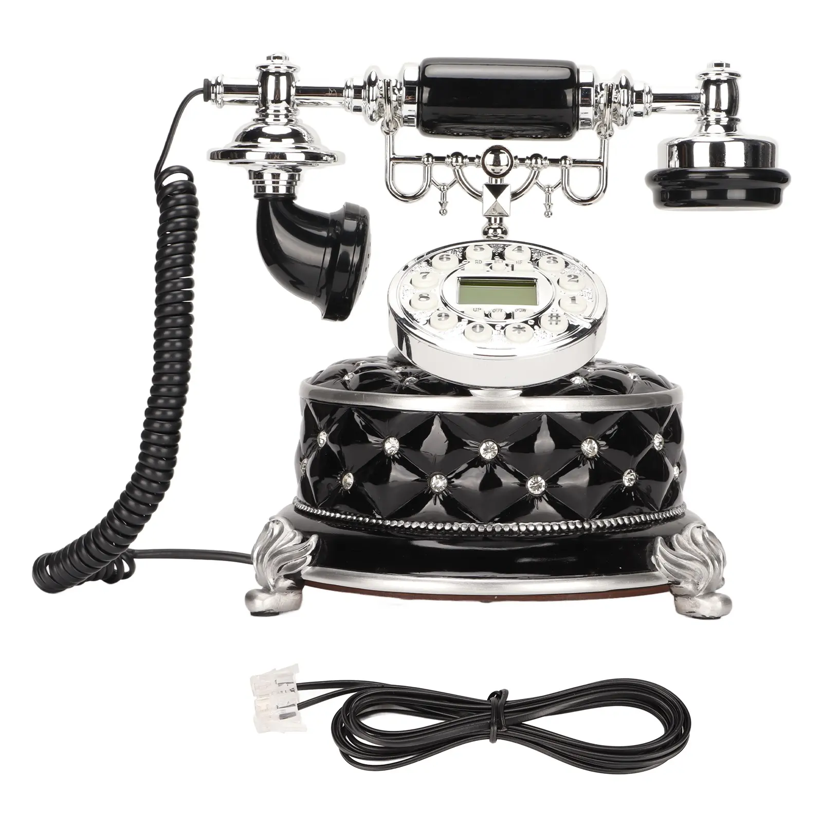 Pulsante fisso Vintage europeo composizione telefono fisso classico a mani libere con Display LCD per l'ufficio dell'hotel di casa