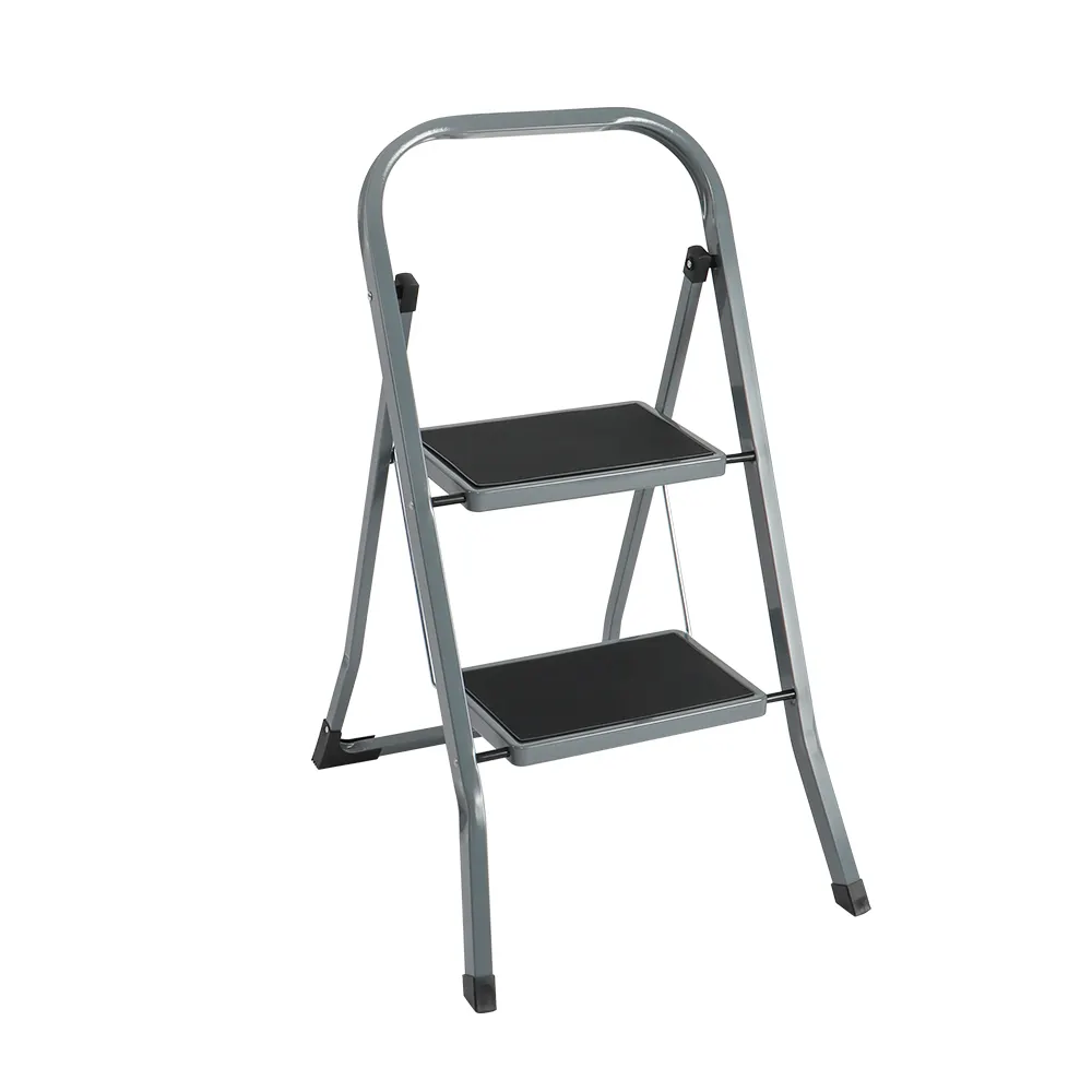 Taburete de acero ancho de bajo precio, escalera plegable portátil para el hogar con 2 escaleras con pasamanos