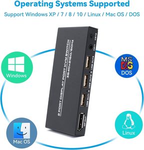 Conmutador KVM SYONG DisplayPort compatible con 4K @ 60Hz, dos computadoras, un interruptor de monitor para compartir 3 USB 2,0 ratón de dispositivo - Product Image 6