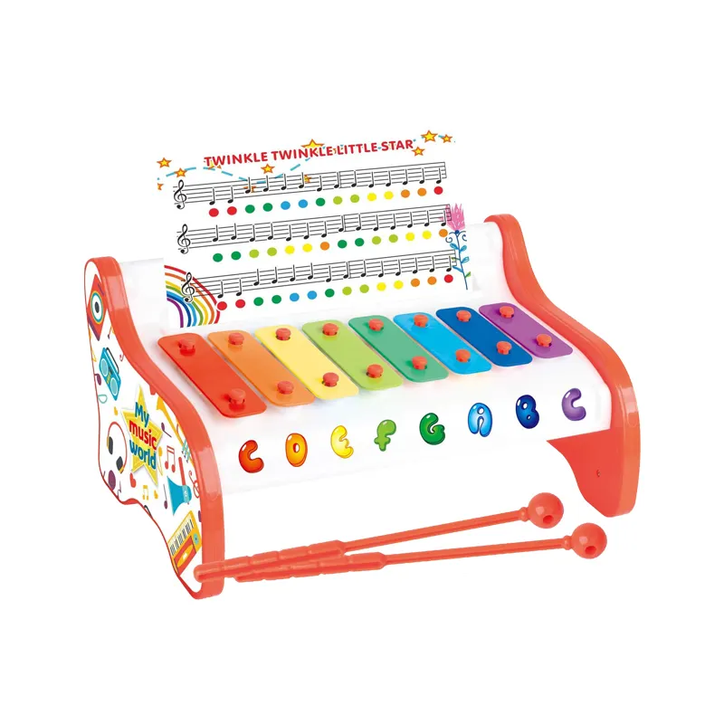 Instrumentos musicales para bebés, juguete de xilófono con soporte de lámina musical