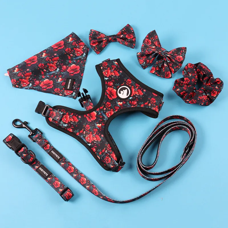 Okeypets Designer Custom Fashion Eco Vriendelijke Zachte Comfortabele Neopreen Animal Print Rugzak Verstelbare Pet Dog Harness Voor Hond